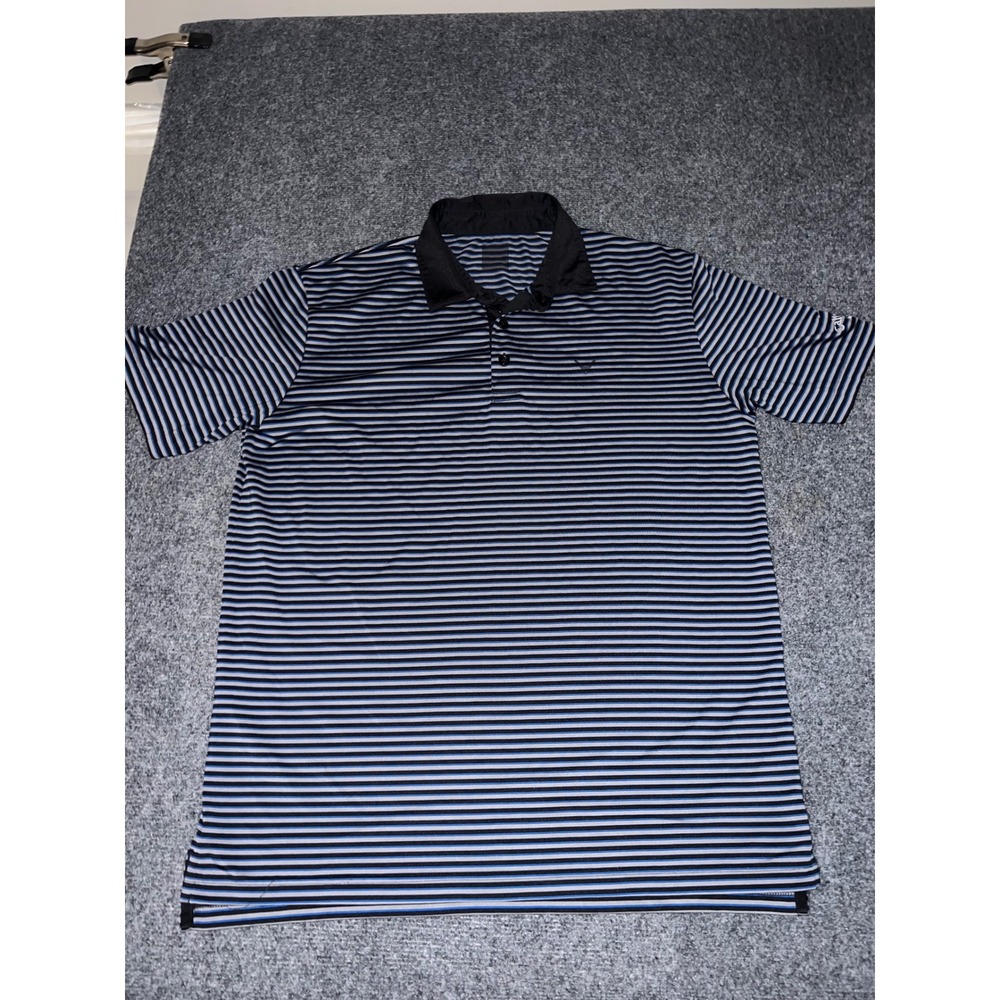 Callaway Mens Striped Short Sleeve Golf Polo Shirt Blue Black Size Large